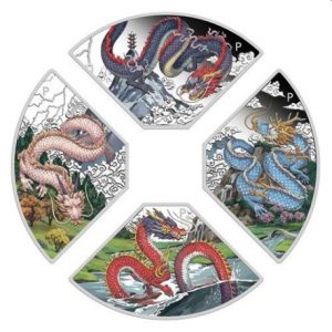 2024 Year of the Dragon Quadrant 1oz Silver Four-Coin Set