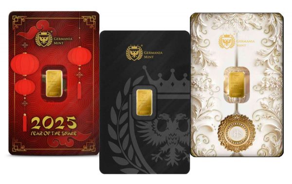 Germania Mint 3x 1g .9999 Fine Gold Bar Collection