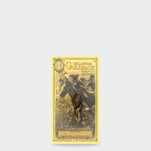 1 Oklahoma Goldback, Aurum Gold Foil Note 24k