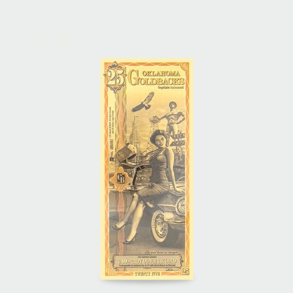 25 Oklahoma Goldbacks, Aurum Gold Foil Note 24k