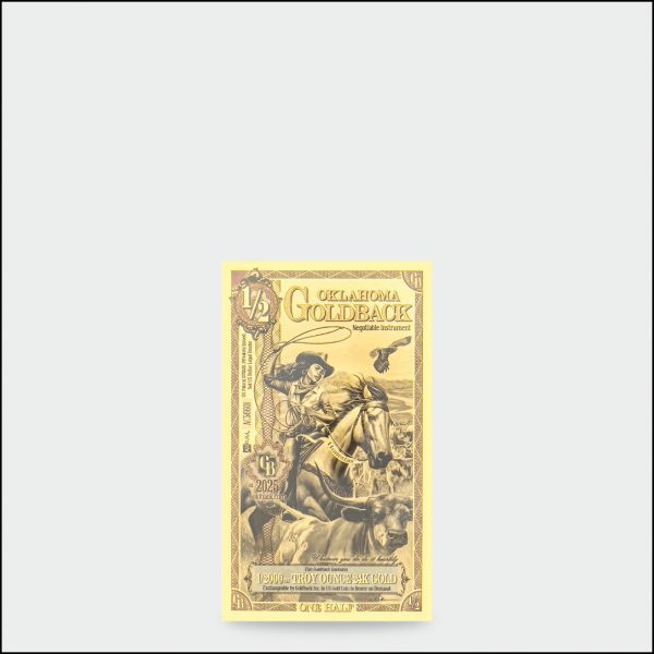 1/2 Oklahoma Goldback, Aurum Gold Foil Note 24k