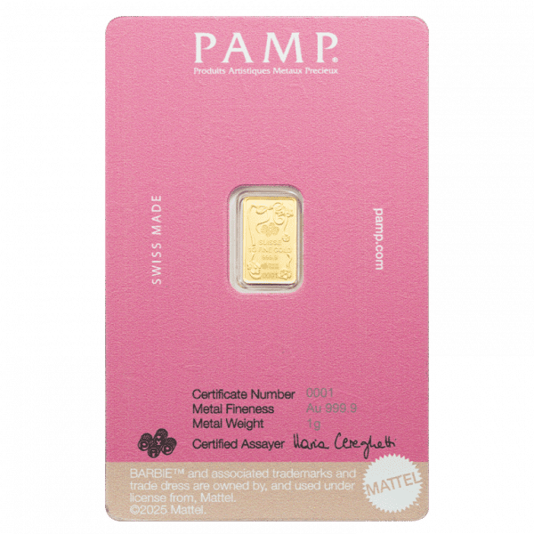 Pamp 1g Pure Gold Bar - Iconic Barbie - Image 2