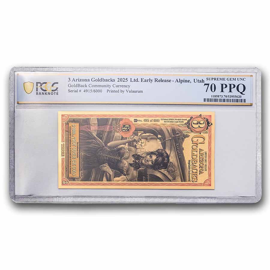 3 Arizona Goldback PCGS 70 PPQ Limited Early Release