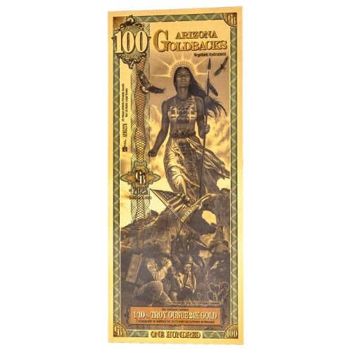 100 Arizona Goldbacks, Aurum Gold Foil Note 24k